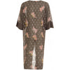Kimono in sky print w. lurex and tied closing - Grey plum
