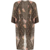 Kimono in sky print w. lurex and tied closing - Grey plum
