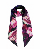 'Ebony Bright' Skinny Luxury Silk Twill Scarf