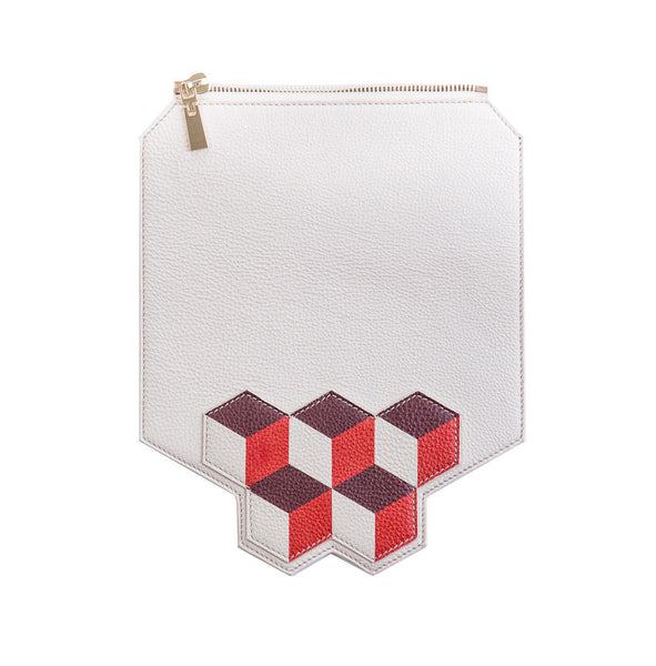 Red Cubic Leather Flap